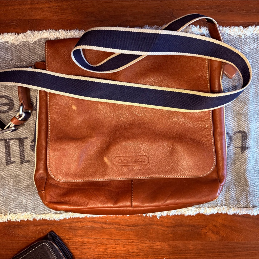 COACH Heritage Web Leather Map Bag. Good condition.
